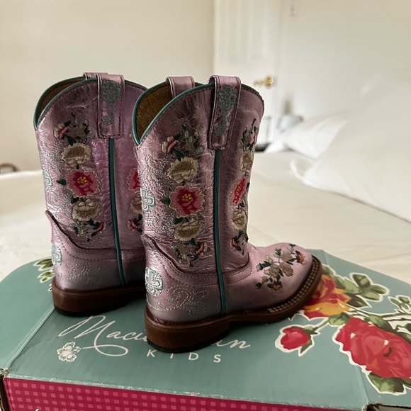 Girls Floral Embroidered Purple Cowboy Boots - Picture 3 of 4